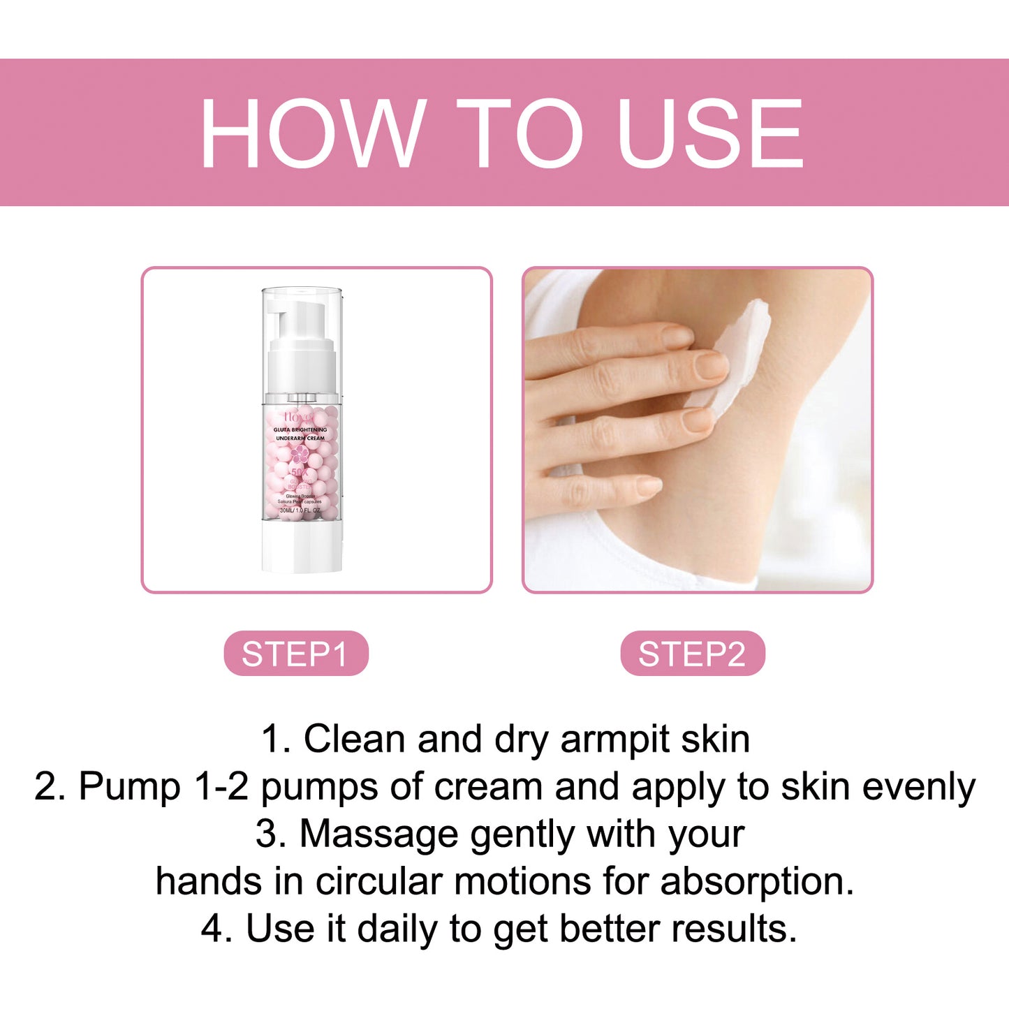 Brightening Underarm Cream Lightens Dark Joints, Elbows And Armpits, Whitens Skin, Moisturizes And Beautifies Creams