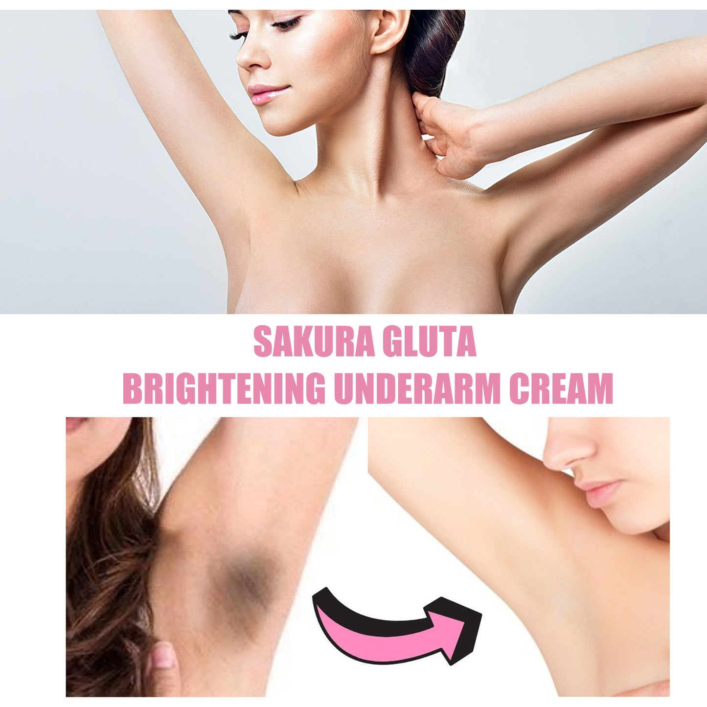 Brightening Underarm Cream Lightens Dark Joints, Elbows And Armpits, Whitens Skin, Moisturizes And Beautifies Creams